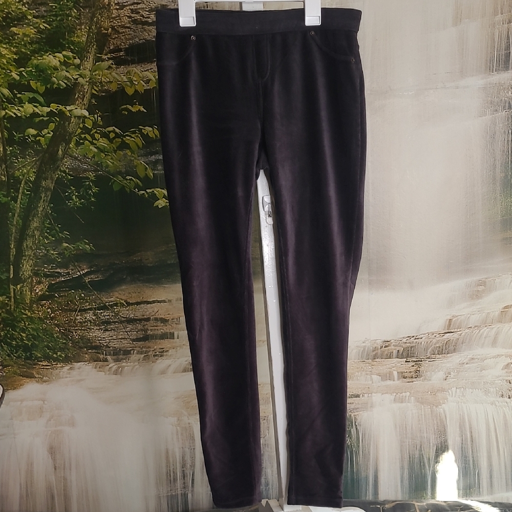 June & Daisy Womens Small Black Stretchy Corduroy Skinny Leg Comfy Leggings